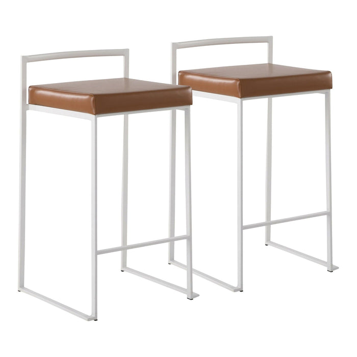Fuji - Stackable Counter Stool - Faux Leather Cushion (Set of 2)