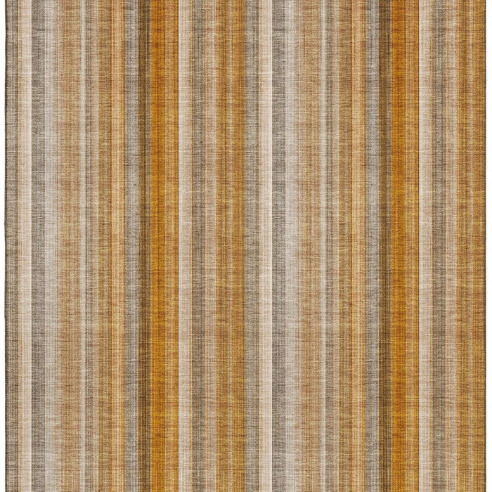 8' X 10' Striped Washable Area Rug With UV Protection (648398) - Rust / Gray