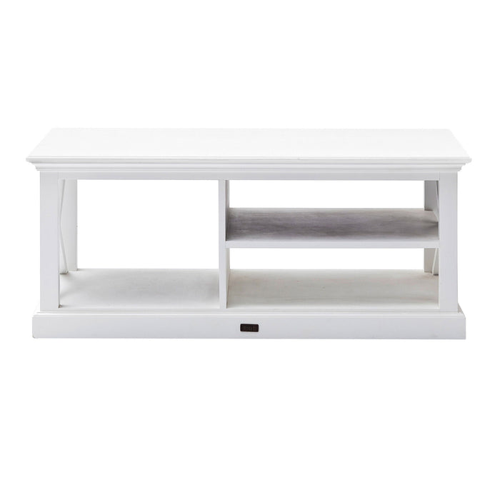 Solid Wood And Solid And Manufactured Wood Coffee Table With Three Shelves - White