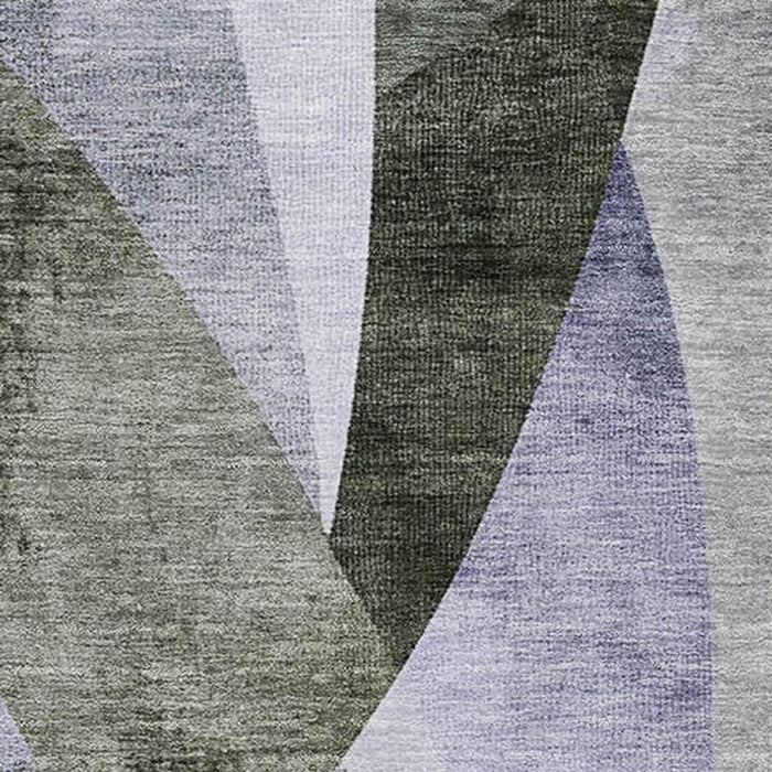 10' X 14' Abstract Geometric Washable Area Rug With UV Protection (705269) - Olive Green / Purple