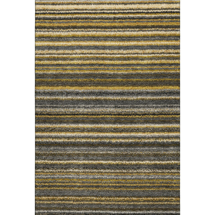 9' X 12' Striped Washable Area Rug With UV Protection (650799) - Gold / Ivory / Gray