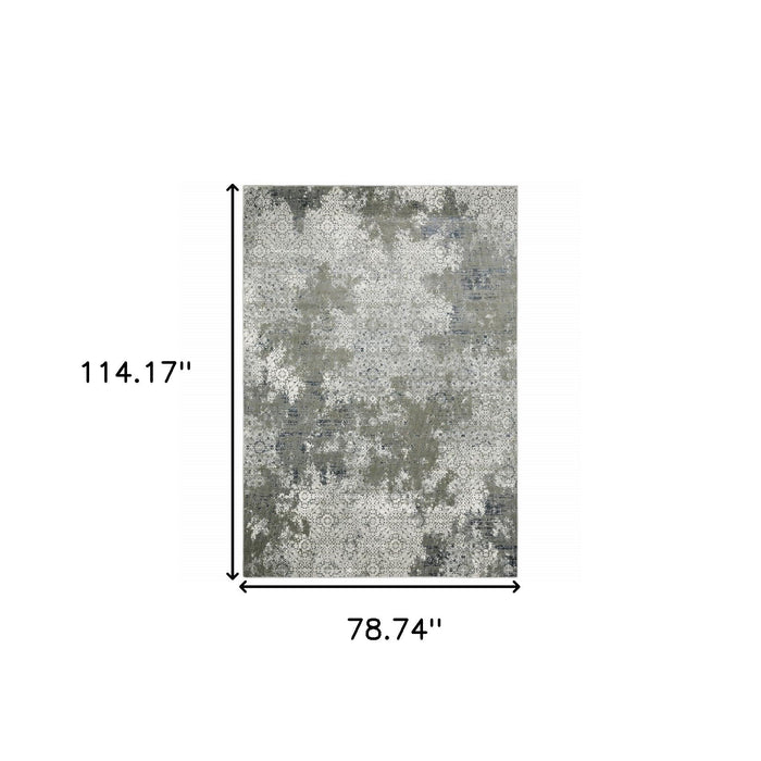 6' x 9' Abstract Power Loom Stain Resistant Area Rug - Ivory Gray Blue And Taupe