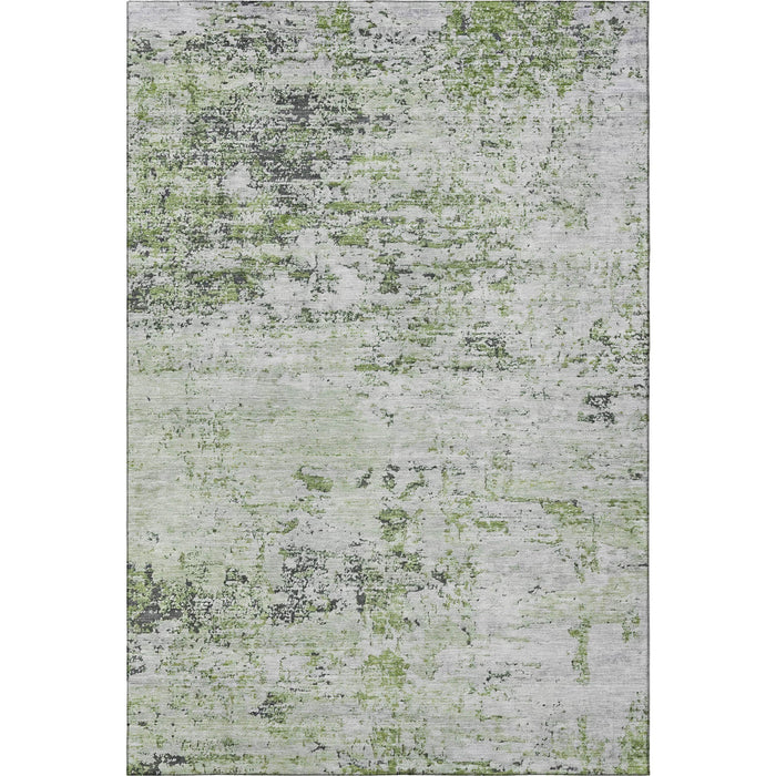 10' X 14' Abstract Washable Area Rug With UV Protection (699130) - Artichoke Green / Ivory