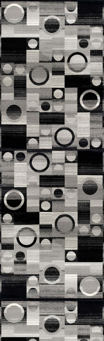 2' x 25' Geometric Runner Rug (609625) - Black / Gray