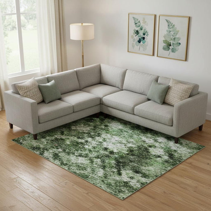 10' X 14' Abstract Washable Area Rug With UV Protection (716701) - Green / Teal