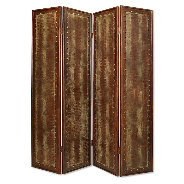 Faux Leather Reptillian Screen - Brown