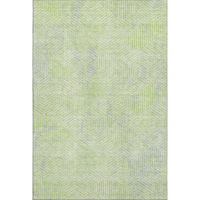 10' X 14' Geometric Washable Area Rug With UV Protection (672512) - Lime Green / Gray