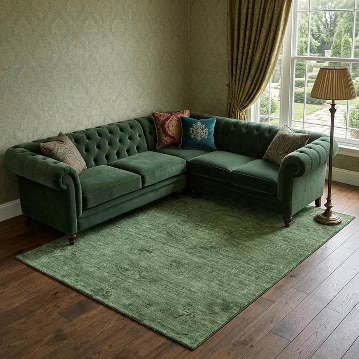 10' X 14' Medallion Washable Area Rug With UV Protection (684618) - Fern Green / Emerald
