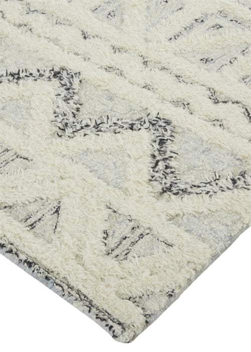 10' x 14' Wool Geometric Tufted Handmade Stain Resistant Area Rug - Ivory And Black