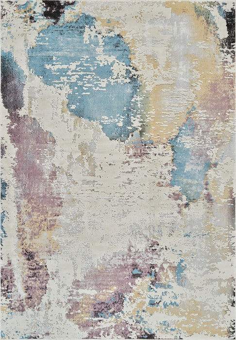 8' x 11' Abstract Distressed Area Rug - Beige And Blue