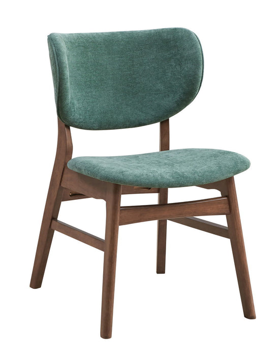 Upholstered Fabric Open Back Dining Side Chairs (Set of 2) - Green