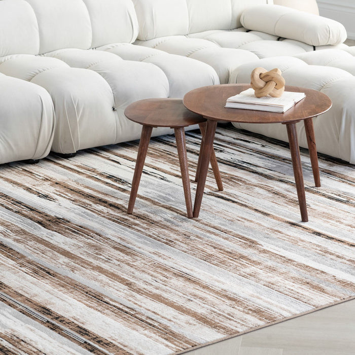 8' x 10' Striped Dhurrie Area Rug - Beige