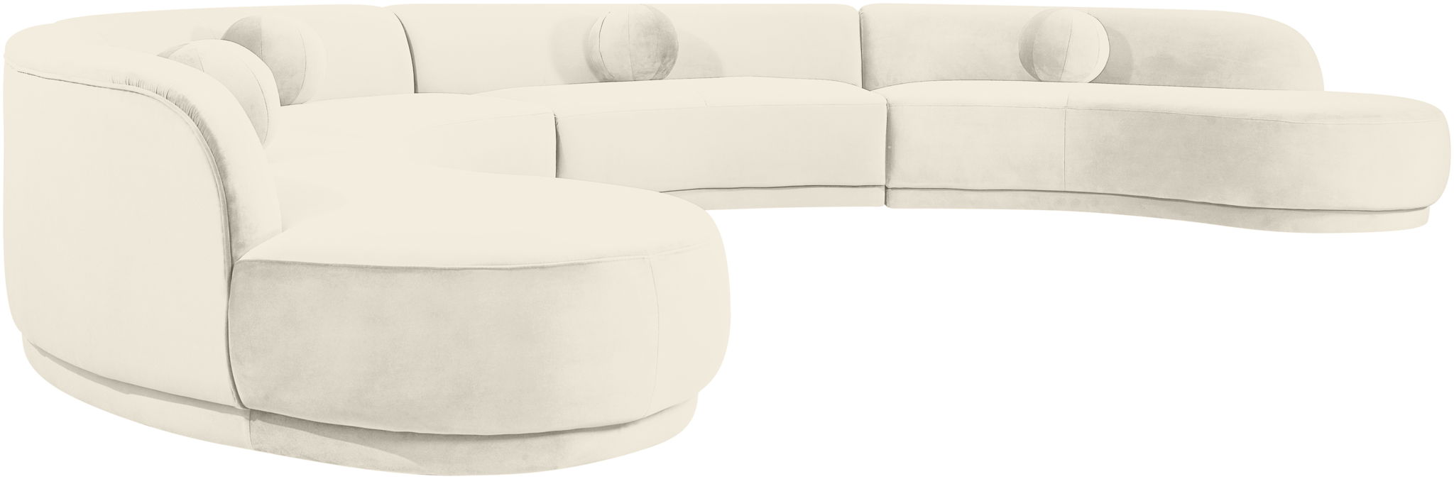 Avra velvet performance fabric sectional sofa by Meridian Furniture, 189-inch upholstered stationary sectional with plush seating