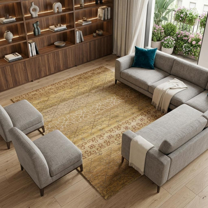 8' X 10' Wool Geometric Hand Knotted Area Rug (744245) - Brown / Tan