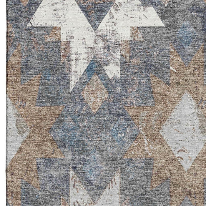 10' X 14' Southwestern Washable Area Rug With UV Protection (706655) - Gray / Brown / Ivory