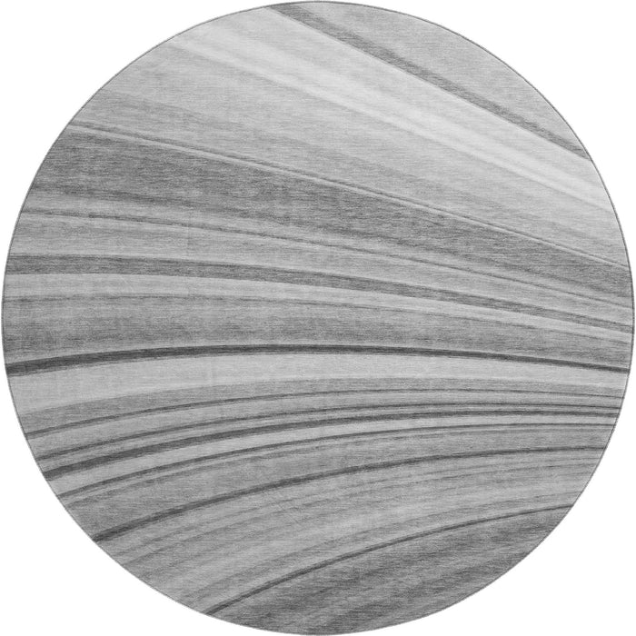 8' Abstract Washable Round Rug With UV Protection (650347) - Gray / Ivory