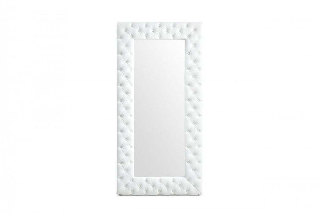 80" Faux Leather Framed Leaning Accent Mirror - White