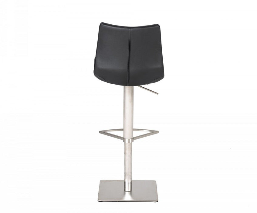 Stainless Steel Swivel Low Back Bar Height Bar Chair - Black And Silver