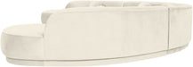 Meridian Furniture Avra 189-inch velvet upholstered sectional sofa with plush cushions and modern design.