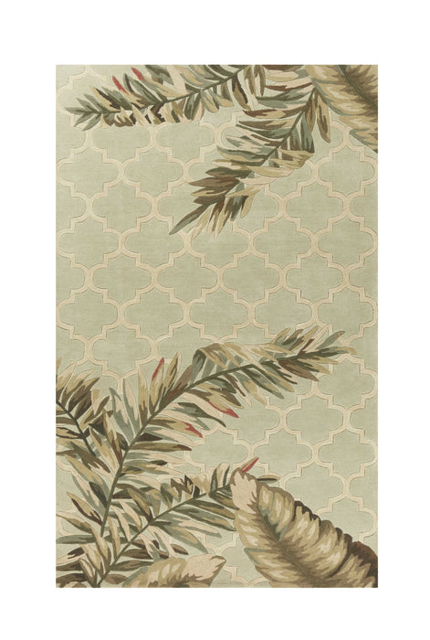 5' x 8' Hand Tufted Tropical Quatrefoil Indoor Area Rug - Sage Green