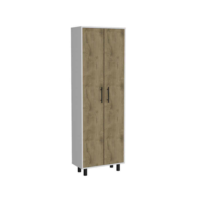 Wood Kitchen Island Pantry Cabinet (Set of 2) - White