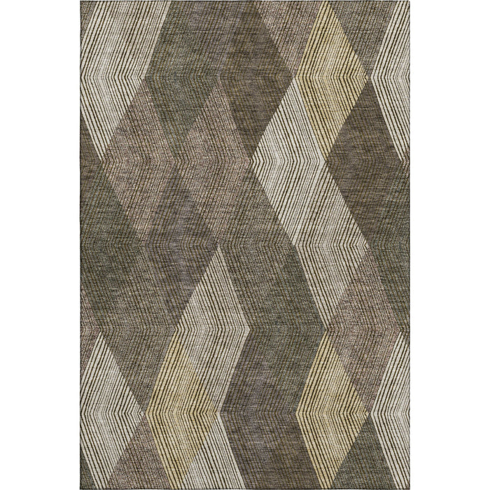10' X 14' Geometric Washable Area Rug With UV Protection (676176) - Brown / Beige / Gray