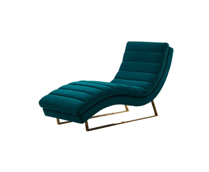 Tufted Velvet Solid Color Chaise Lounge Chair - Green And Silver