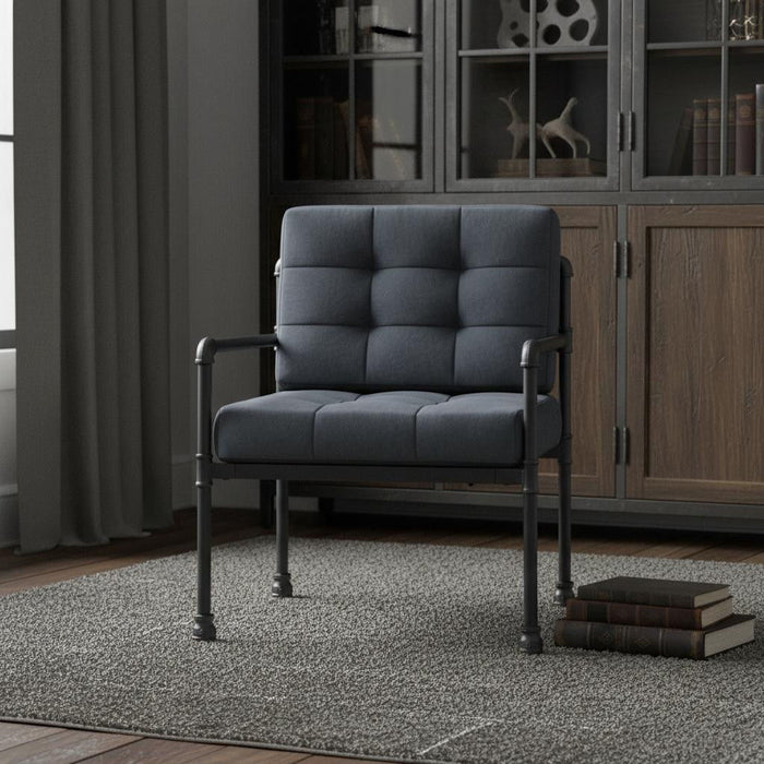 Velvet And Steel Arm Chair - Gray