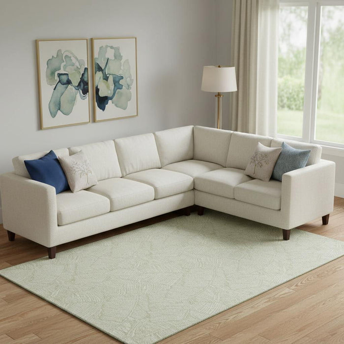 10' X 14' Floral Washable Area Rug With UV Protection (672581) - Artichoke Green / Ivory