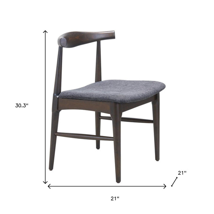 Upholstered Fabric Open Back Side Chairs For Dining Room (Set of 2) - Gray / Brown