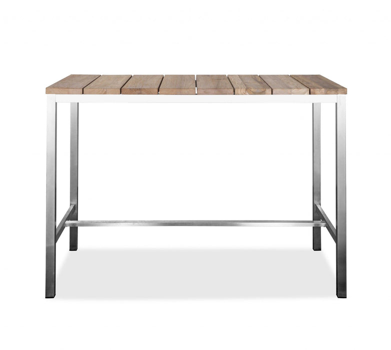 55" Wood And Solid Wood And Stainless Steel Dining Table - Brown
