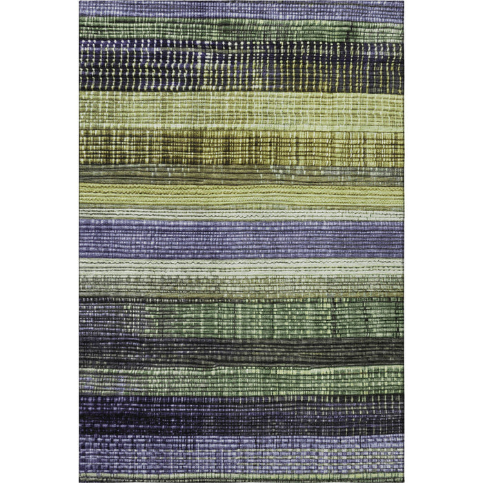 10' X 14' Striped Washable Area Rug With UV Protection (706445) - Artichoke Green / Purple