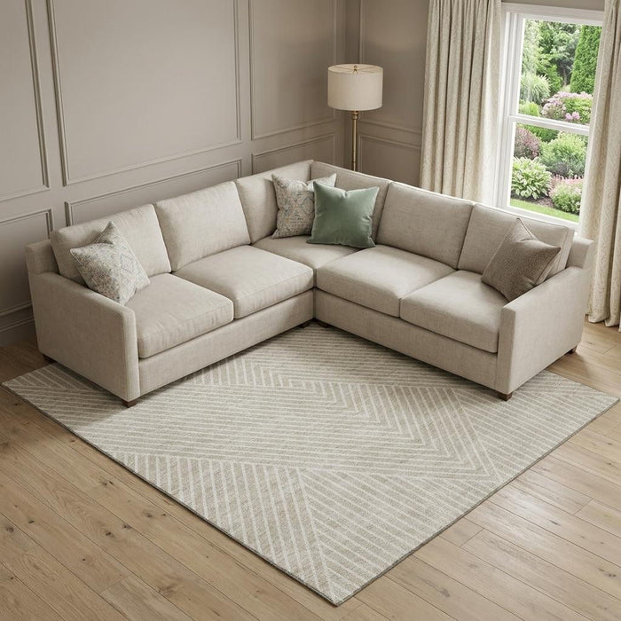 10' X 14' Geometric Washable Area Rug With UV Protection (674628) - Beige / Ivory