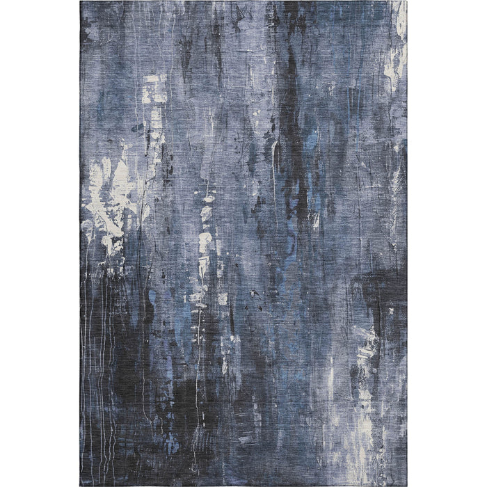 10' X 14' Abstract Washable Area Rug With UV Protection (697098) - Blue / Charcoal / Ivory