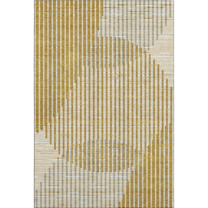 10' X 14' Geometric Washable Area Rug With UV Protection (678796) - Gold / Ivory / Gray