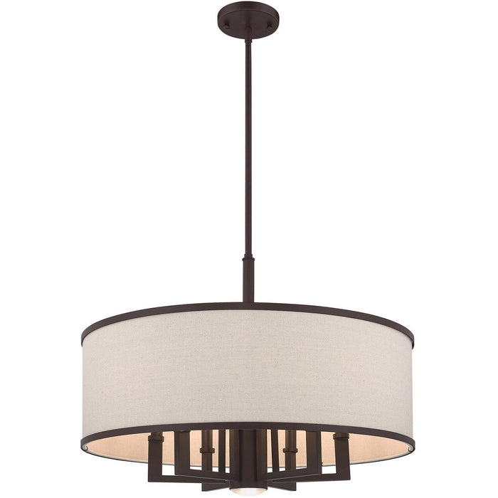 20'' Seven Light Dimmable Chandelier With Shades - Bronze