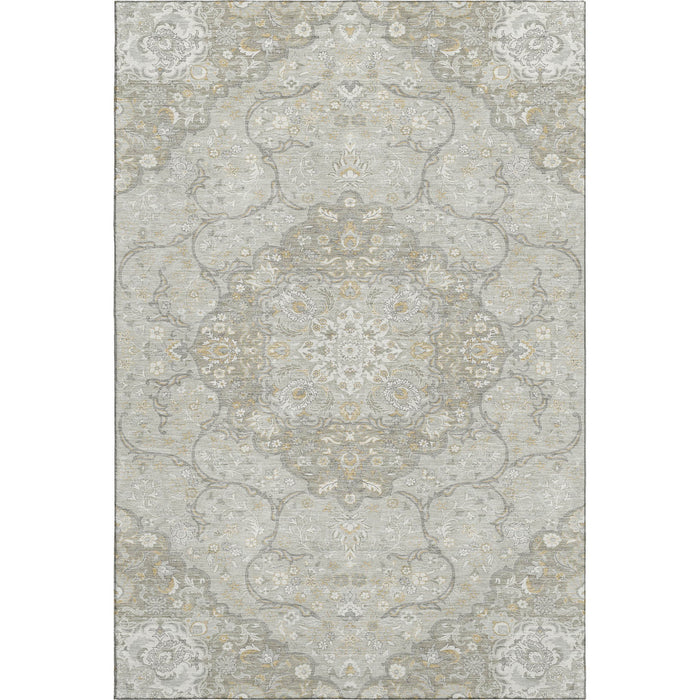 10' X 14' Medallion Washable Area Rug With UV Protection (696848) - Taupe / Gray / Ivory