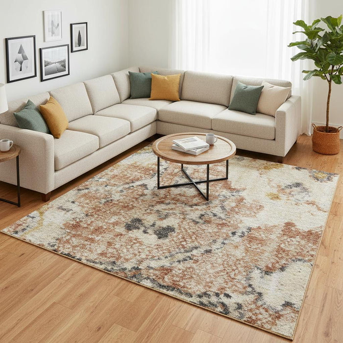 10' X 14' Floral Distressed Area Rug (573740) - Red