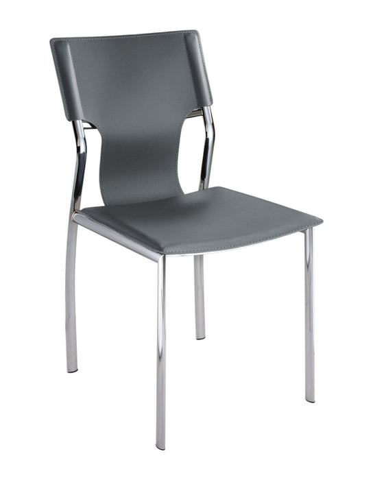 Leather Dining Side Chairs (Set of 4) - Gray / Silver