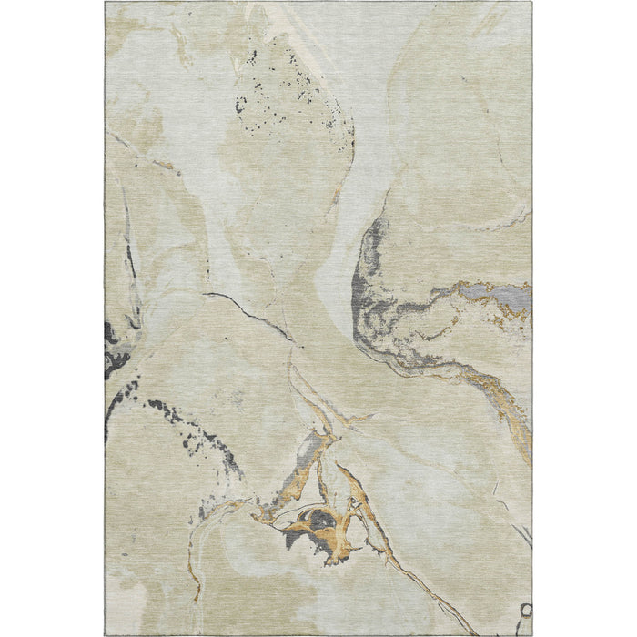10' X 14' Abstract Washable Area Rug With UV Protection (678940) - Ivory / Beige / Gray
