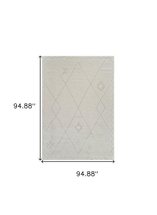 7.9' x 7.9' Abstract Non Skid Area Rug - Cream And Beige