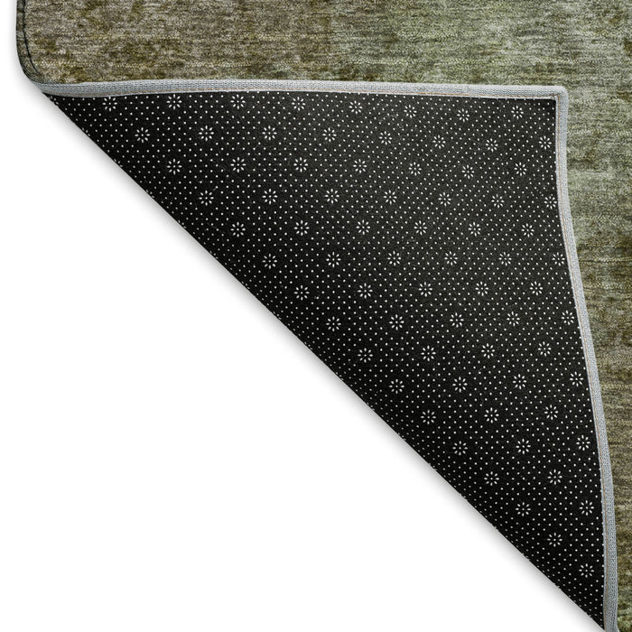 10' X 14' Abstract Washable Area Rug With UV Protection (692757) - Coffee / Green / Taupe
