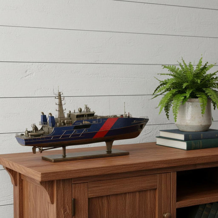 Hand Painted Model Boat (624476) - Blue / Dark Brown