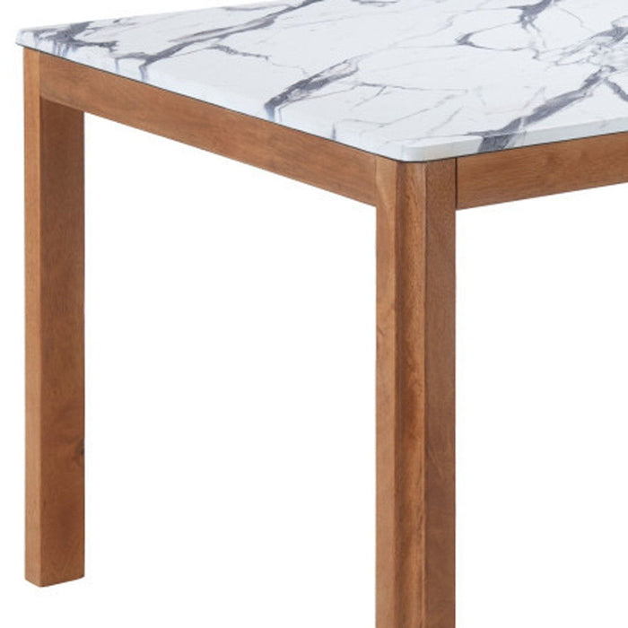 63" Wood And Solid Wood Dining Table - White
