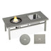 Gray Giga 3-in-1 outdoor propane fire pit table with ice bucket, 50,000 BTU, including fire bowl, tabletop, and ice storage.