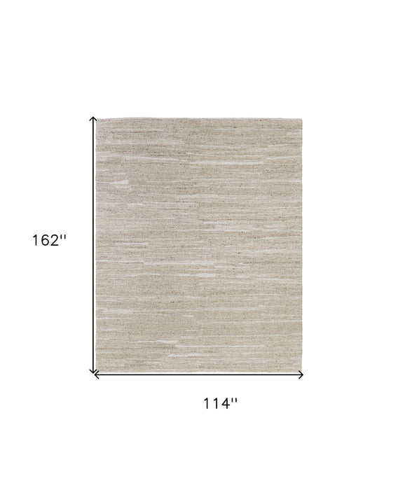 9' x 13' Abstract Hand Woven Worn Faded Area Rug - Ivory