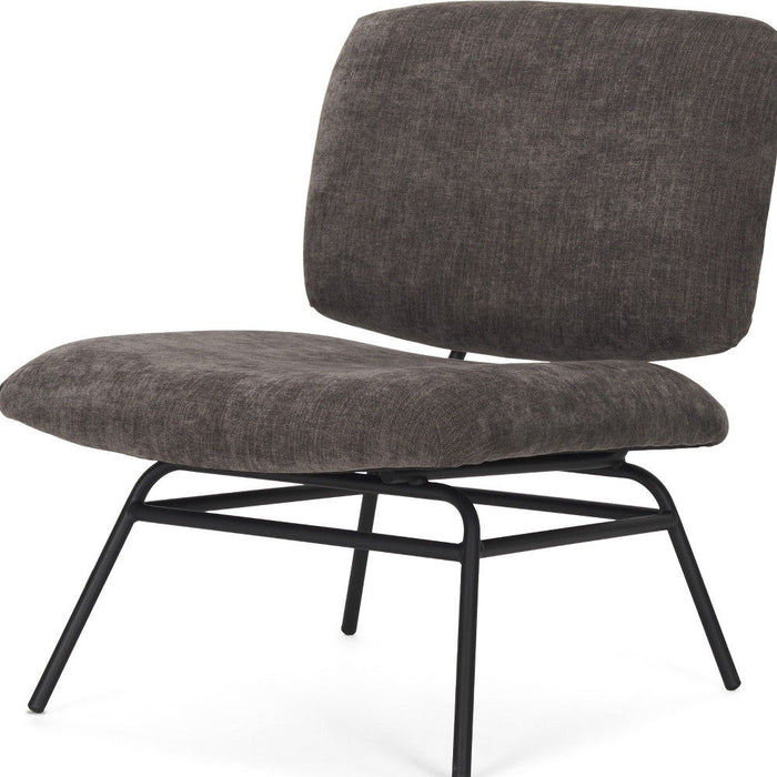 Chenille Metal Slipper Chair - Charcoal / Black