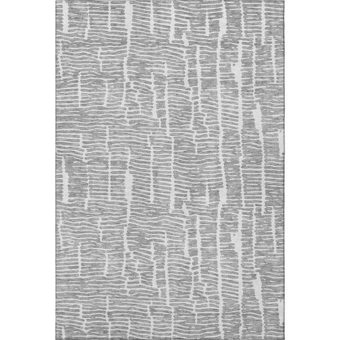 10' X 14' Vermicular Washable Area Rug With UV Protection - Gray And Ivory