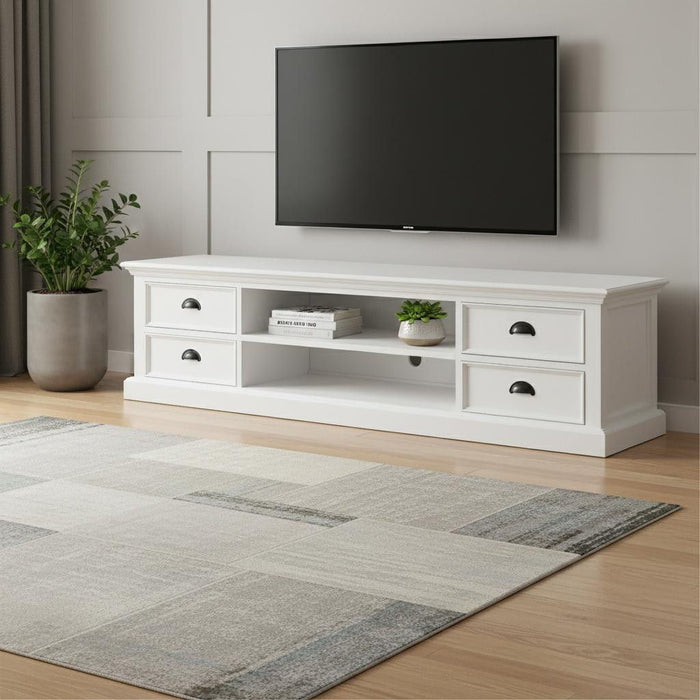 Classic Entertainment Unit With Four Drawers - White