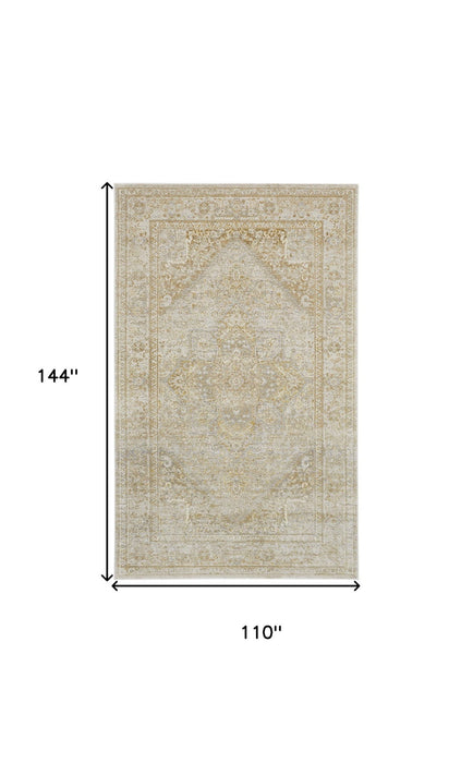 9' x 12' Floral Area Rug - Ivory And Gold